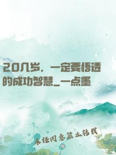 20几岁，一定要悟透的成功智慧