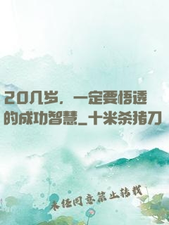 20几岁，一定要悟透的成功智慧