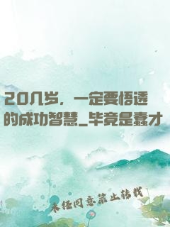 20几岁，一定要悟透的成功智慧