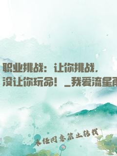 职业挑战：让你挑战，没让你玩命！