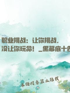 职业挑战：让你挑战，没让你玩命！