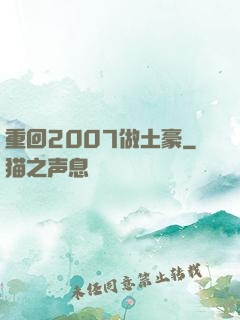 重回2007做土豪